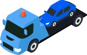 Un camion fourrière emmène une voiture