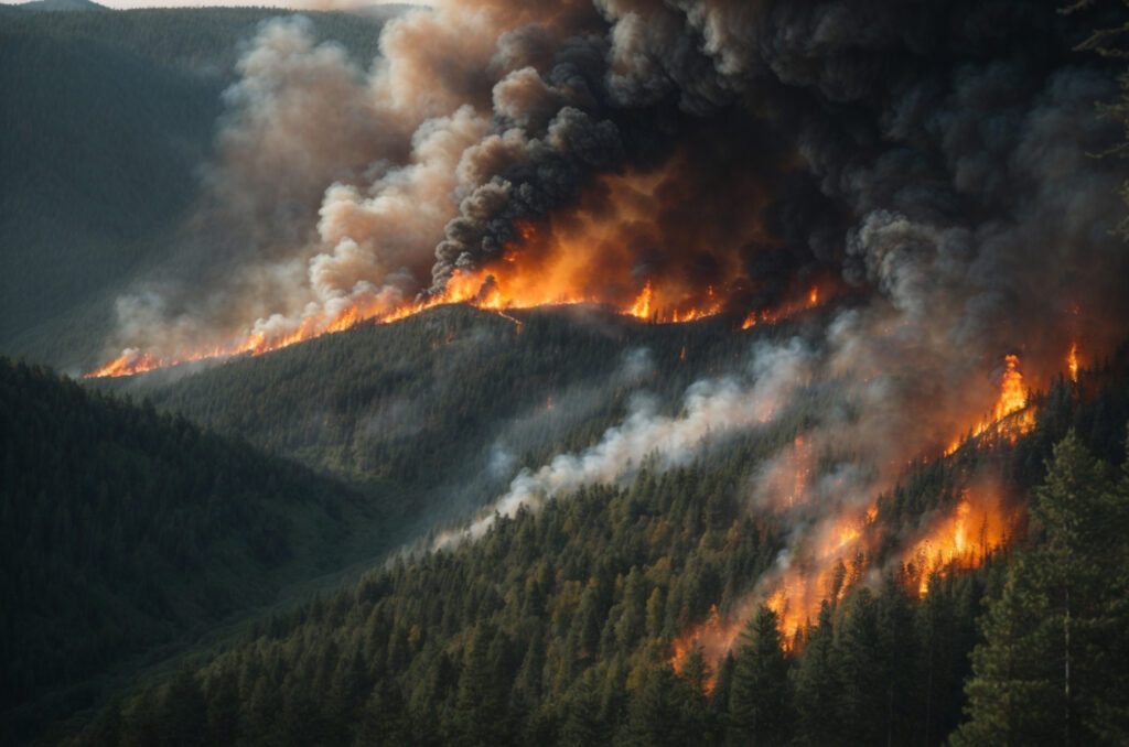 feu foret montagne fumee